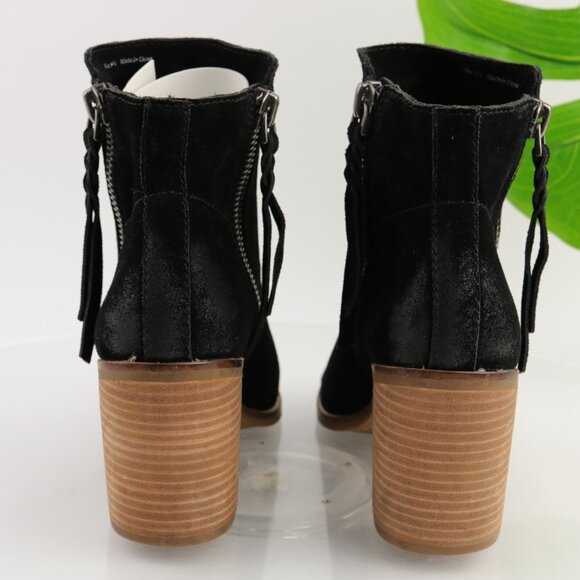 Dolce Vita Womens Lanie Boots Size 9.5 Black Suede Block Heel Distressed Booties - Picture 5 of 12